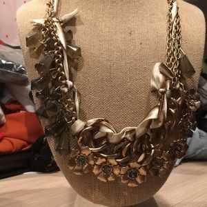 J Crew ribbon and metal necklace